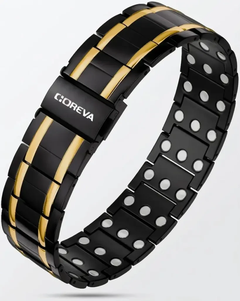 black-gold-men-magnetic-bracelet-3x-strength-collection-TSMB-03-coreva